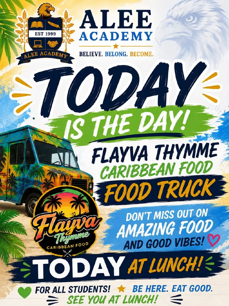 Flyer announcing Flayva Thymme for lunch.